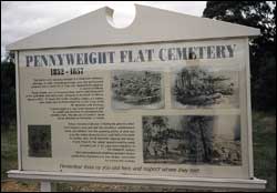 Pennyweight Flat Cemetery sign 