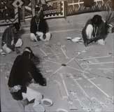 A sandpainting being made for a ceremony