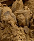 Rock slide in the mine tunnel