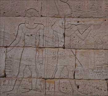 Carvings of Isis and two sons of a local Nubian chief Carvings of Isis and two sons of a local Nubian chief