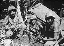 Old photo of Navajo Code Talkers during World War II